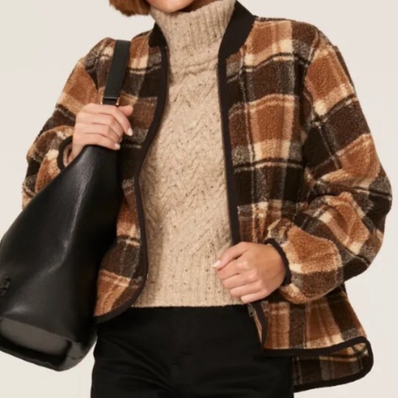 THE GREAT. Plaid Jacket in Brown and Black - Picture 2 of 14